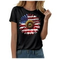 thumbnail image 1 of ORT Womens American Flag T Shirt Patriotic Shirts Short Sleeve Patriotic Shirt 4th of July Tee Tops Crewneck Summer T-Shirt(Z2-Black,XL), 1 of 6