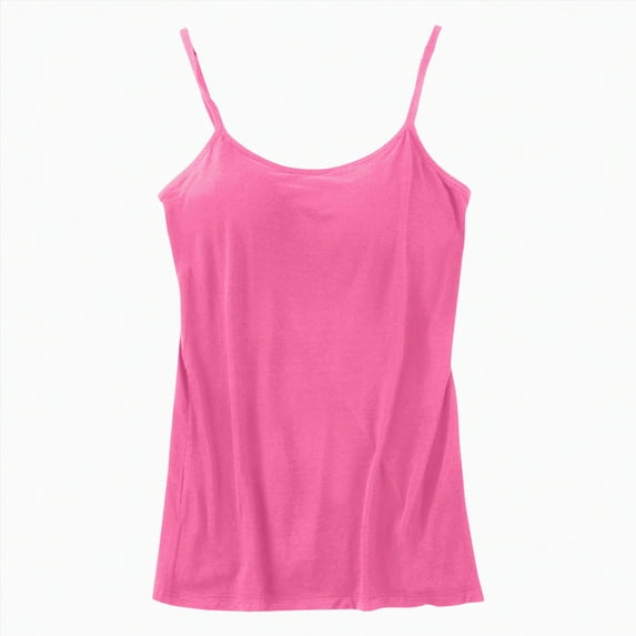 ORT Womens Built-in Bra Padded Camisole Yoga Tanks Tops(Hot Pink,5XL)