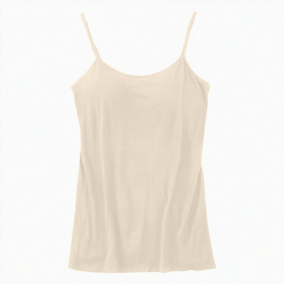 ORT Womens Built-in Shelf Bra Padded Basic Camisole Spaghetti Strap Tank Tops Yoga Top Shirt Cotton Undershirt(Z02-Beige,XXXXL)