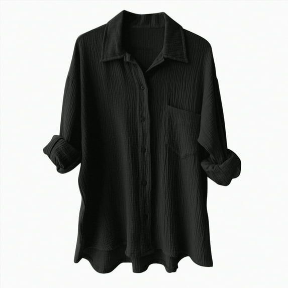 ORT Womens Button up Shirt Casual Short Sleeve V Neck Collared Causal Shirt Tops with Pocket, Summer Blouse Solid Loose Tops(Z1-Black,3XL)