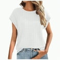 thumbnail image 1 of ORT Womens Lace Tops Pleated Short Sleeve Shirts Casual Scooped Neck Summer Tops Blouses(White,M), 1 of 5