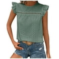 thumbnail image 1 of ORT Womens Summer Tank Tops Eyelet Embroidery Shirts Sleeveless Casual Beach Vacation Clothes Business Casual Dressy Blouses(Z3-Green,XXL), 1 of 6