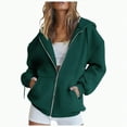 thumbnail image 1 of ORT Womens Zip Up Hoodies Loose fit Sweatshirt Casual Long Sleeve Shirts for Women Pullover Tops With Pocket(Dark Green,M), 1 of 5