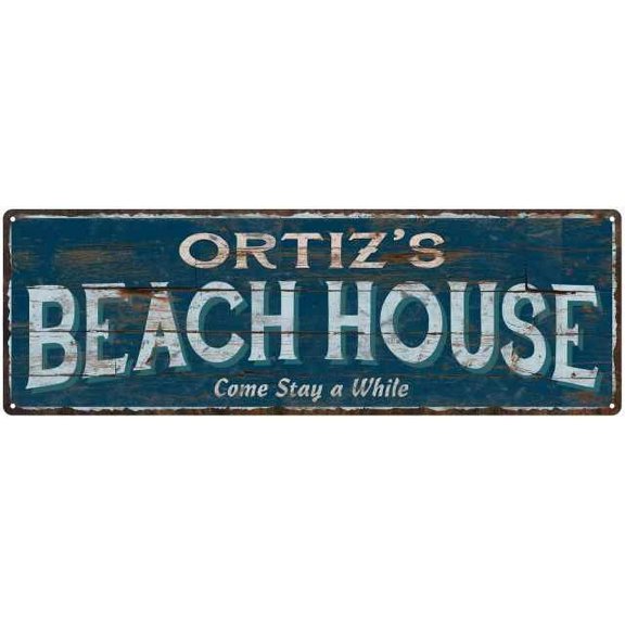 ORTIZ'S Beach House Blue Rustic Cabin Home Decor 6x18 Metal 106180026094