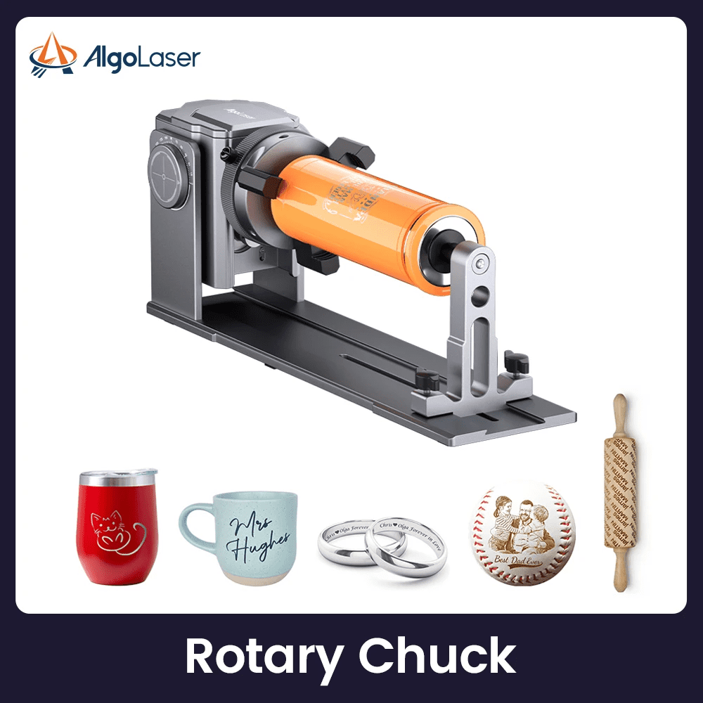 ORTUR YRC1.0, Rotary Chuck for Most Laser Engravers, Jaw Chuck Rotary, Y-axis Rotary Roller Engraving Module for Engraving Cylindrical Objects, Wine Glass, Tumbler, Ring