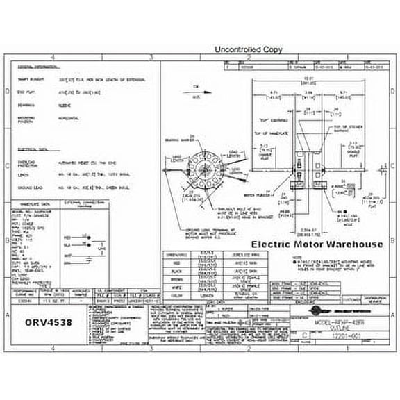 ORV4538 Century 1/4 HP 115 Volt 1625 RPM 2 speed Coleman (6757B311) RV Air Conditioner Motor