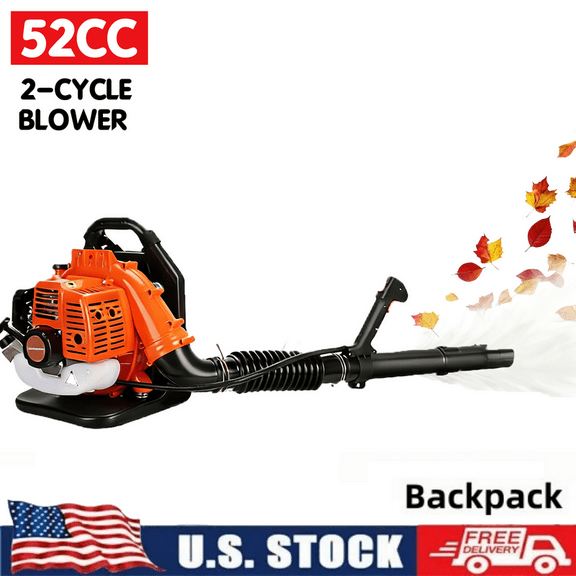 ORVELDIN 52cc Backpack Leaf Blower,High-Strength Multi-Purpose Gas-Powered 2-Cycle Engine with Adjustable Tube 550 CFM Air Cooling Gasoline Backpack Grass Snow Blower for Garden Lawn