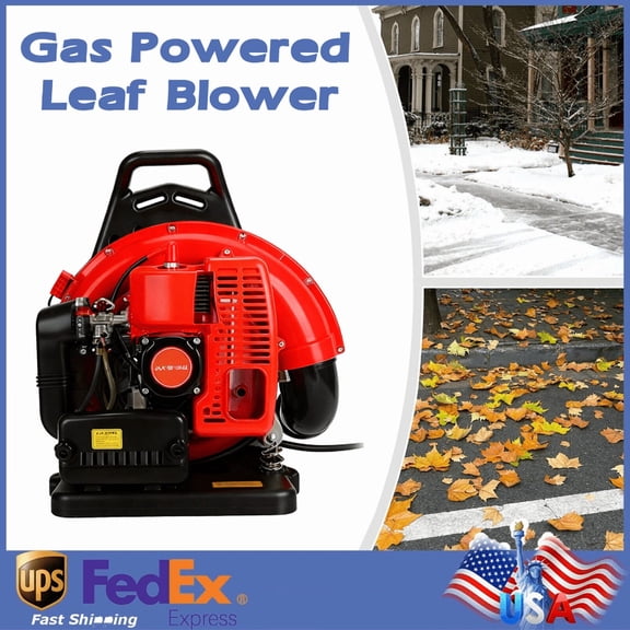 ORVELDIN 63CC Backpack Leaf Blower Gas Powered, 3HP 2 Stroke Engine, 665CFM High Velocity Air Cooling System, Adjustable Backpack Blowers Gas for Lawn, Garden, Yard, Snow, Gutter Cleaning