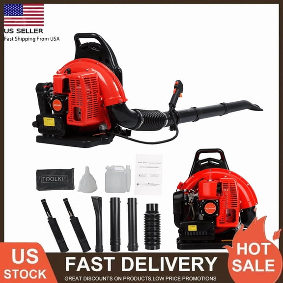 ORVELDIN Backpack Gas Leaf Blower, 63CC 2 Stroke Lawn Blower with 665 CFM, Grass Lawn Blower Air Cooling Gasoline High-Power Backpack Grass Blower for Lawn, Snow Removal, Road Cleaning