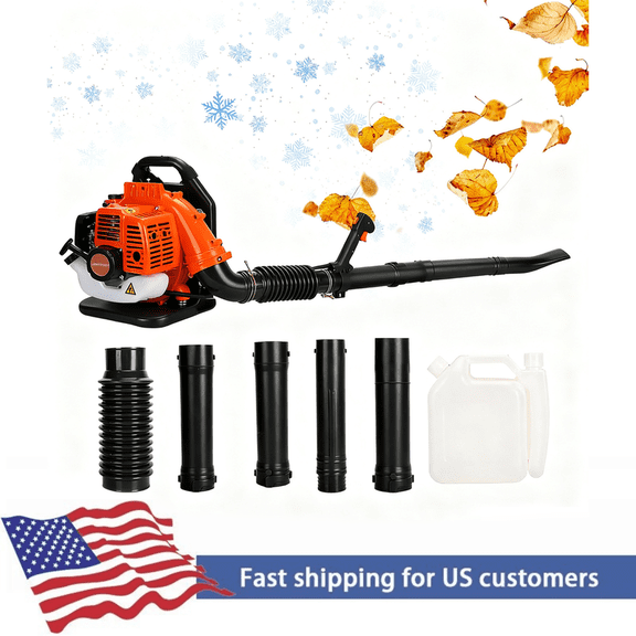 ORVELDIN Backpack Leaf Blower, 52CC Gas Powered Cordless Leaf Blower, Snow Blower 2-Cycle Engine 1.2 L Fuel Tank 6800r/min Large Air Volume for Lawn Care Road Cleaning