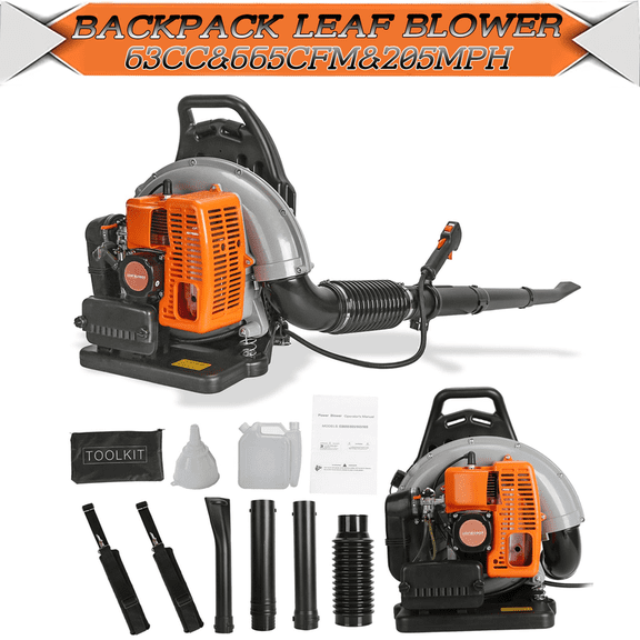 ORVELDIN High Power Backpack Gas Leaf Blower, 3HP 2-Stroke Engine, 665 CFM Large Airflow, Professional Tool for Lawn, Yard, Sidewalk and Snow Blowing