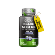 ORZAX 1000 mg Black Seed Oil Organic Cold Pressed Capsules with 20mg Thymoquinone for Immune Support, Good Hair, Skin, and Joints 60 Soft Gel Capsules