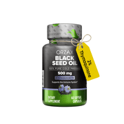 ORZAX 500 mg mg Black Seed Oil Organic Cold Pressed Capsules with 20mg Thymoquinone for Immune Support, Good Hair, Skin, and Joints 60 Soft Gel Capsules