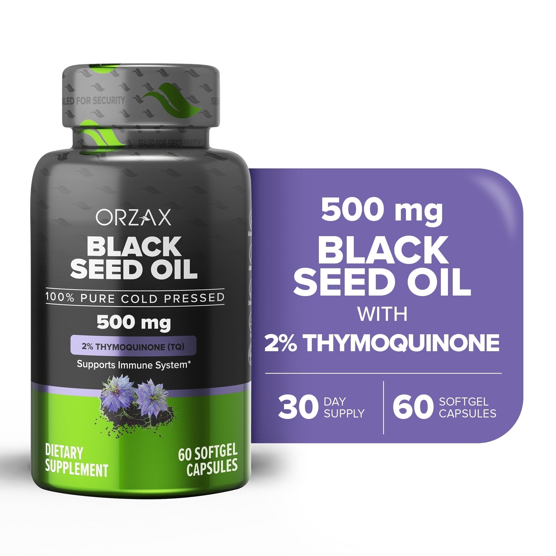ORZAX Black Seed Oil Organic Cold Pressed Capsules with 20mg