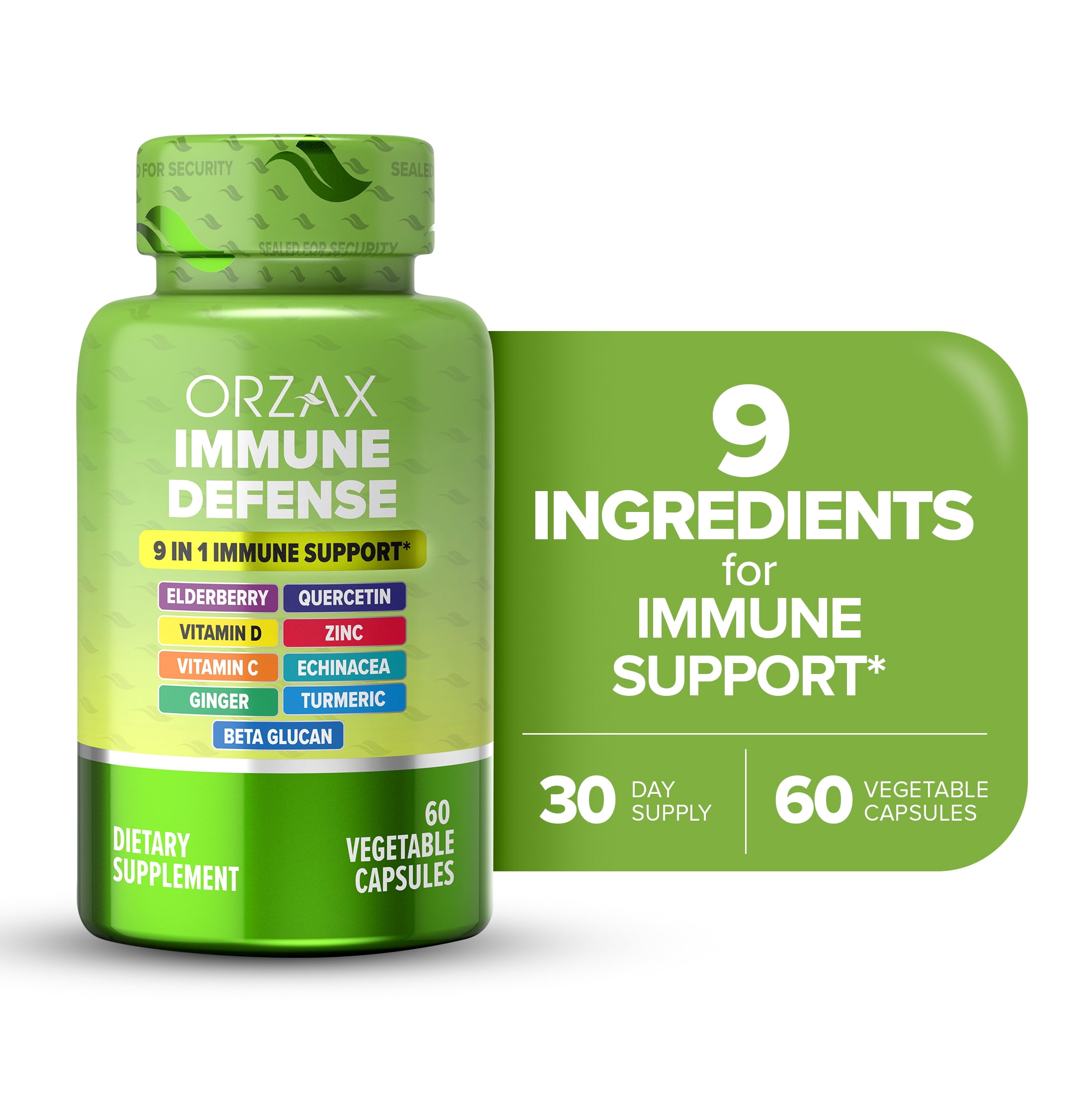 ORZAX 9 in 1 Immune Defense Supplement High Strength Vitamin C & D with