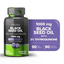 ORZAX Black Seed Oil Capsules, 90 Soft Gels, 1000 mg, 2% Thymoquinone, 100% Virgin Pure Cold Pressed