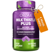 ORZAX Milk Thistle Supplement with 80% Silymarin, Vegan, Supports Liver Health, Antioxidant Defense, 120 Capsules