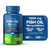 ORZAX Omega 3 Fish Oil - EPA DHA Omega 3 Supplement - Heart, Eye, Joint, And Nerve & Brain Supplement - Lemon - 120 Softgels Capsules
