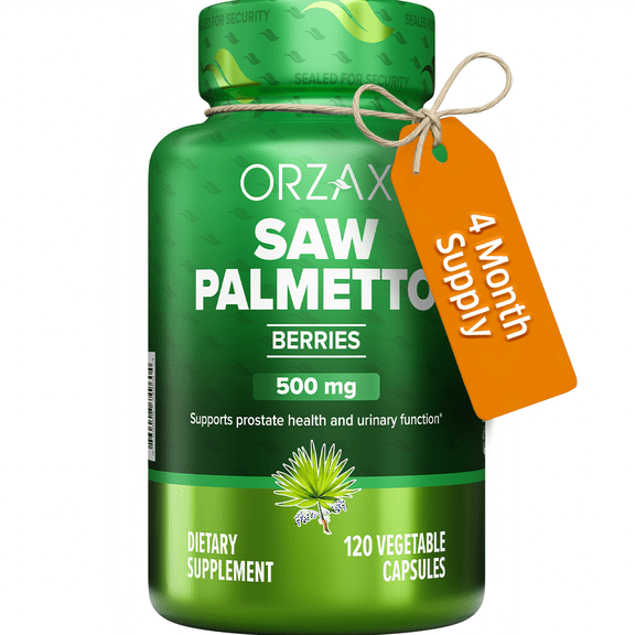 ORZAX Prostate Supplement with Saw Palmetto Extract 2000 mg for Men - Vegan - Hair & Urinary Support - 120 Veg Capsules - (120-Day Supply)