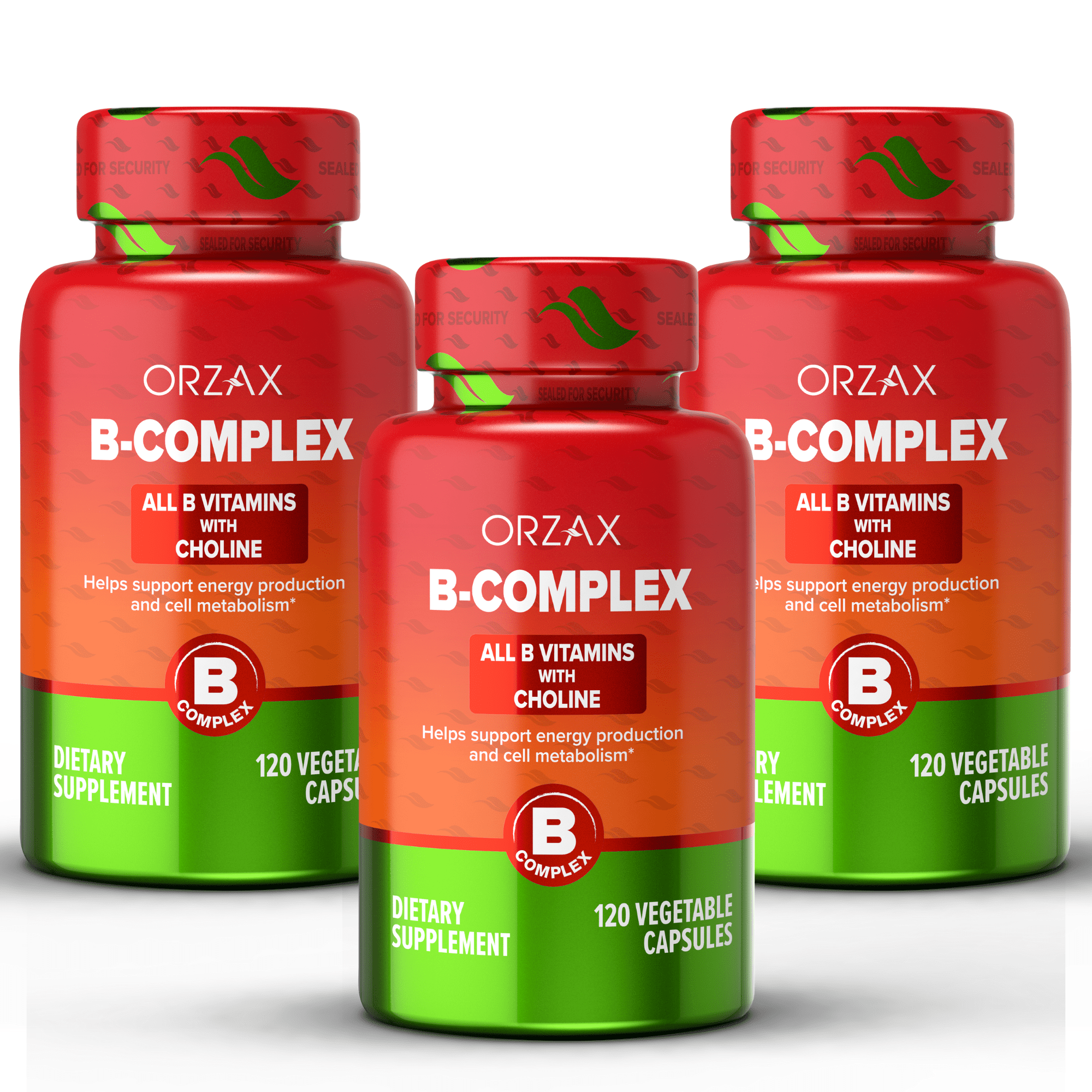 ORZAX Vitamin B Complex with Pack of 3 Supplements for Women & Men