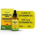 ORZAX Vitamin D3 K2 Drops - Bone, Muscle, Heart Support & Calcium ...