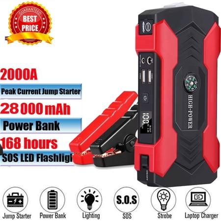 ORnix 1000A Peak 28000mAh Portable Automotive Jump Starter with USB Output and LED Light