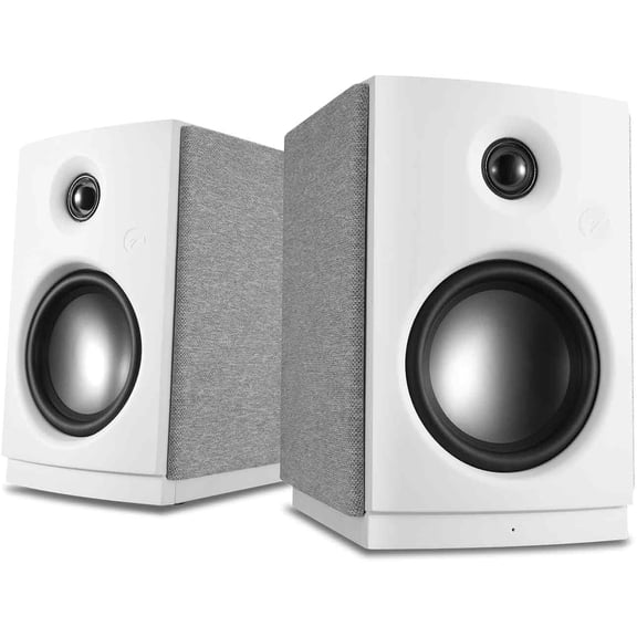 OS-10 HiFi Stereo Speakers, Bluetooth 5.0 Active Computer Bookshelf Speakers - 4'' Dynamic Woofer, Powered Desk Speakers 62w RMS with Touch Control for PC/Phone/TV - White