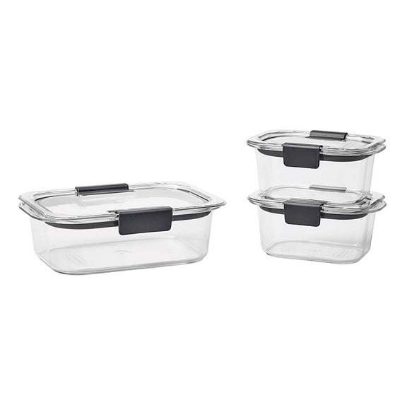 Rubbermaid® Brilliance® Leak-Proof Food Storage Containers with Airtight Lids, Set of 3 (6 Pieces Total) | BPA-Free & Stain Resistant