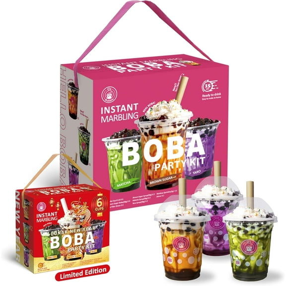 OS Bubble Boba Kit Party Marble 3 Variety Count 12.9 fl oz (Count of 6)