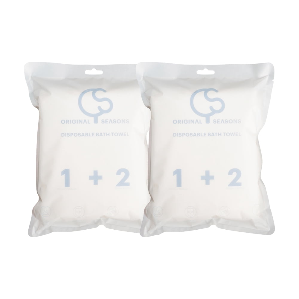 OS Disposable Bath Towel Set - Portable Cotton Bathroom Towel Set - Bath Towel for Travel, Camping, Home & Salon - Face Towel for Removing Makeup - Bathroom Set for Sensitive & Dry Skin - 2 Pack