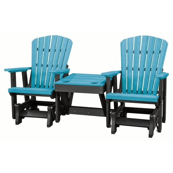 OS Home Model 515ARB-K Double Glider with Center Table in Aruba Blue and Black