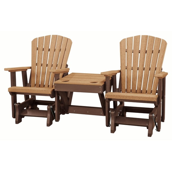 OS Home Model 515CTB-K Double Glider with Center Table in Cedar and Tudor Brown