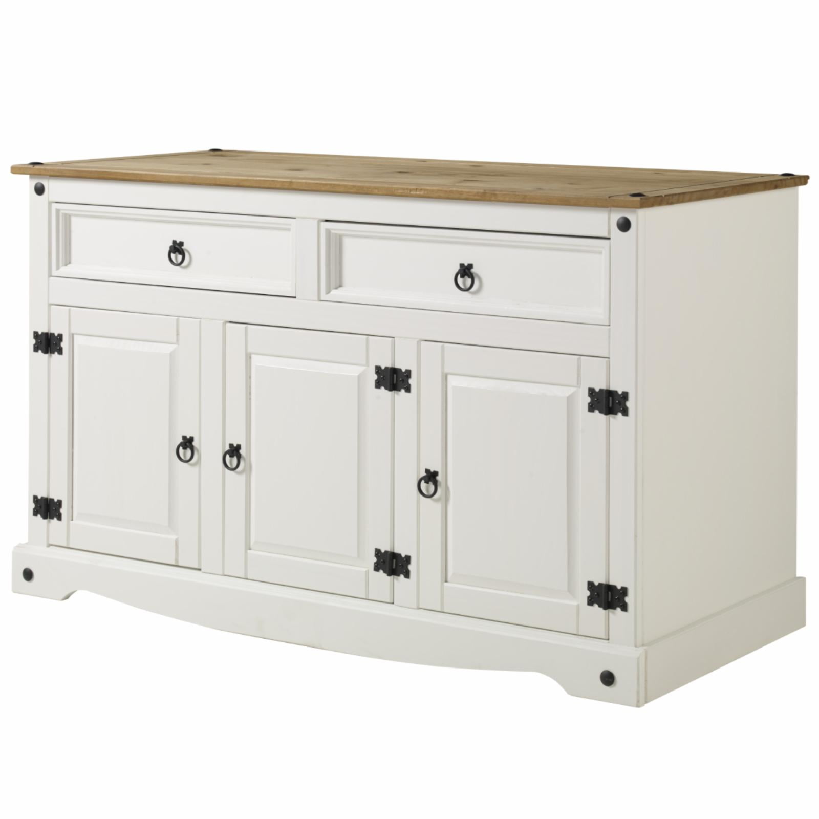Corona Snow Rustic Pine Buffet Sideboard with Honey Pine Top