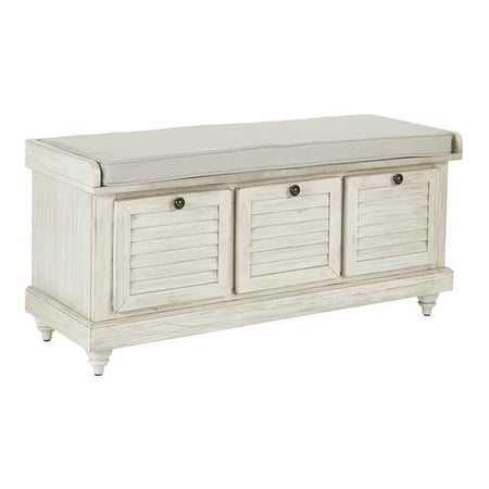 OS Home & Office Furniture Model Storage Bench, White Wash
