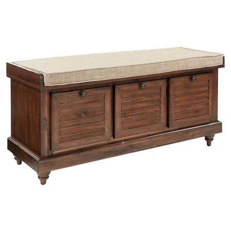 OS Home & Office Furniture Storage Bench, Distressed Brown