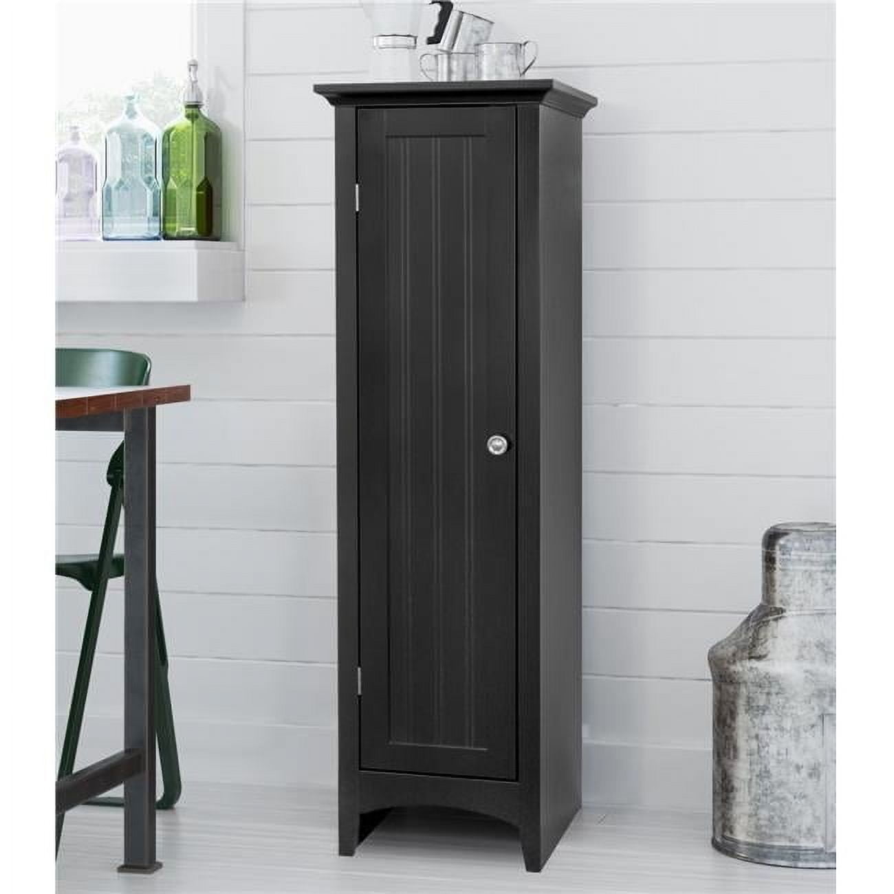 Black One Door Adjustable Shelving Storage Pantry