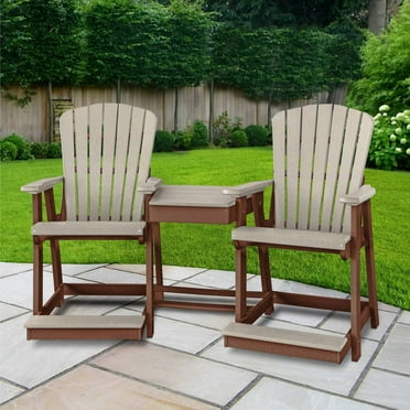 OS Home and Office 514WWTB-K Counter Height Settee in Weatherwood/Tudor Base