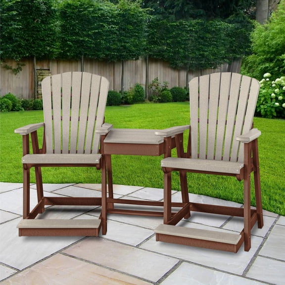 OS Home and Office 514WWTB-K Counter Height Settee in Weatherwood/Tudor Base