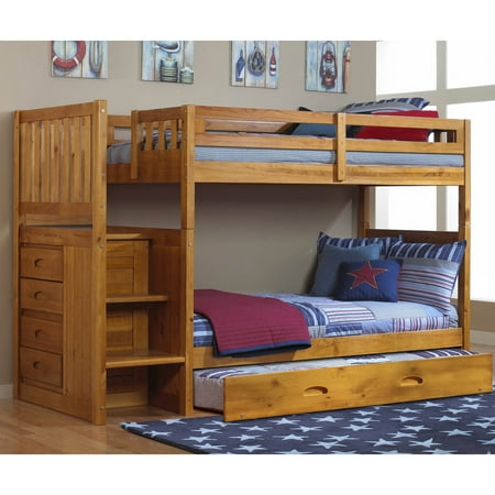OS Home and Office Furniture 2117TTTRU-22 Bunk Bed in Warm Honey