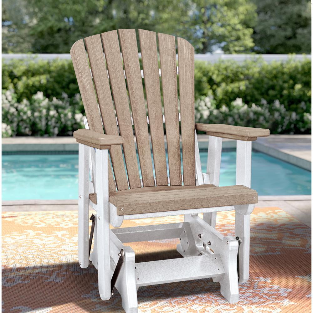 Amish Crafted Light Brown & White Poly Resin Outdoor Glider Chair