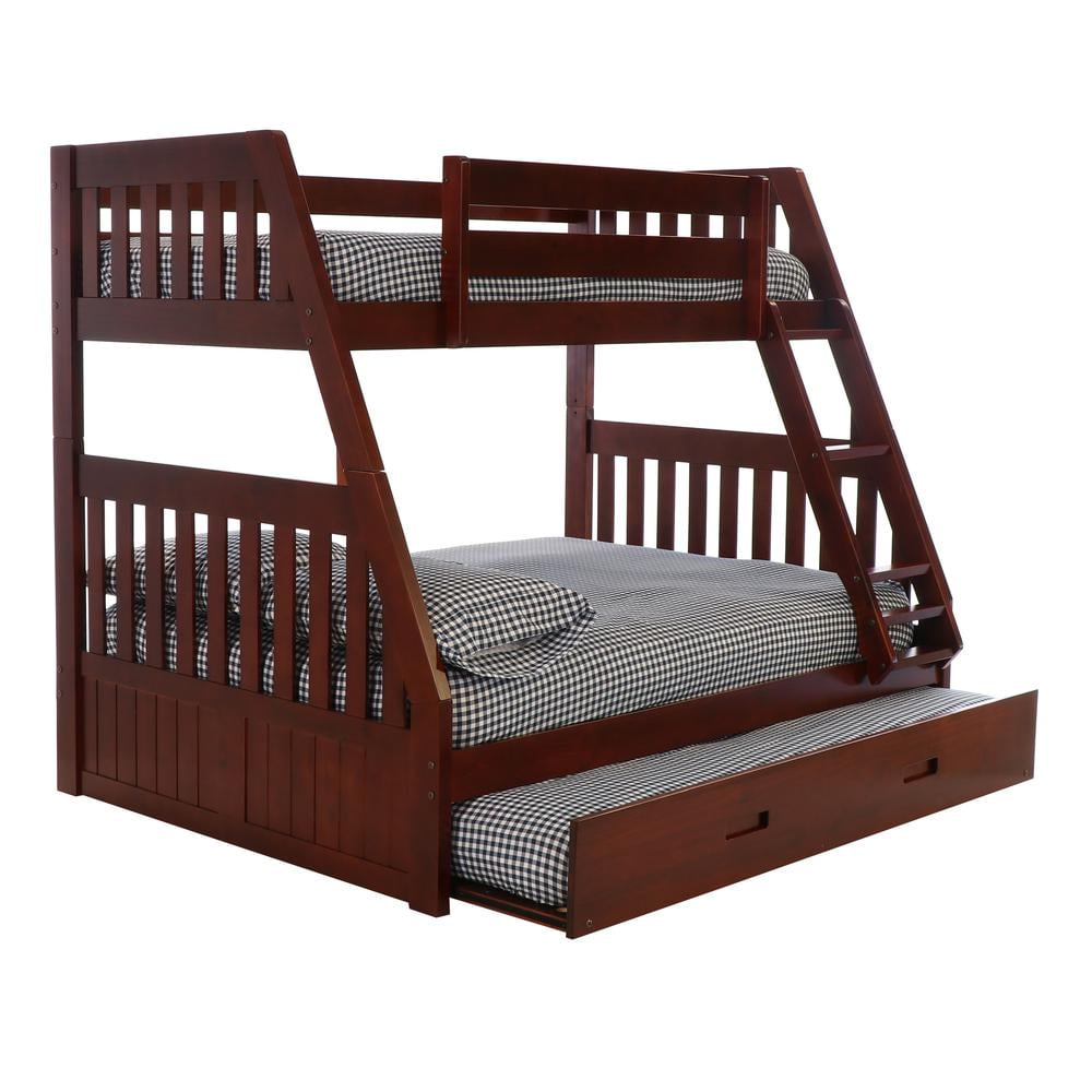 OS Home and Office Furniture 2819TRU-22 Solid Pine Bunk Bed in Rich Merlot.
