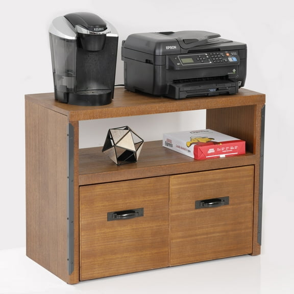 OS Home and Office Furniture 33.5" 2-Drawer Wood Printer Stand in Brown