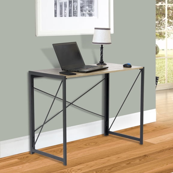 OS Home and Office Furniture 39.5" Contemporary Wood Writing Desk in Sewn Oak