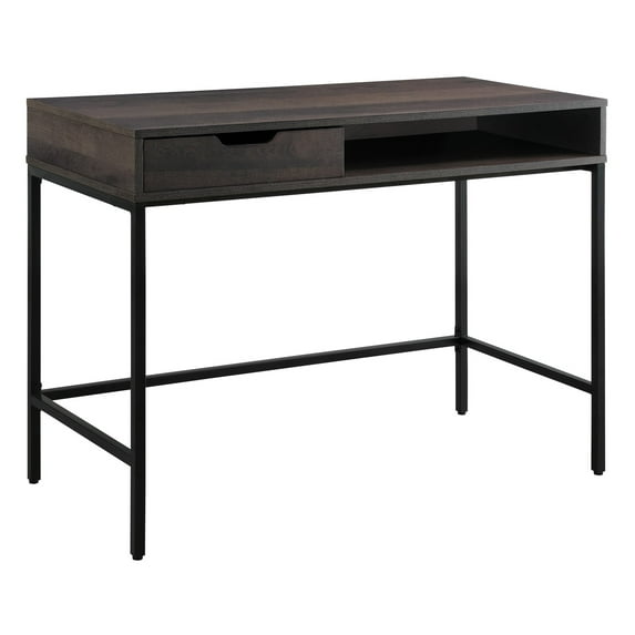 OS Home and Office Furniture 40" Wood Writing Desk with Drawer in Ash/Black