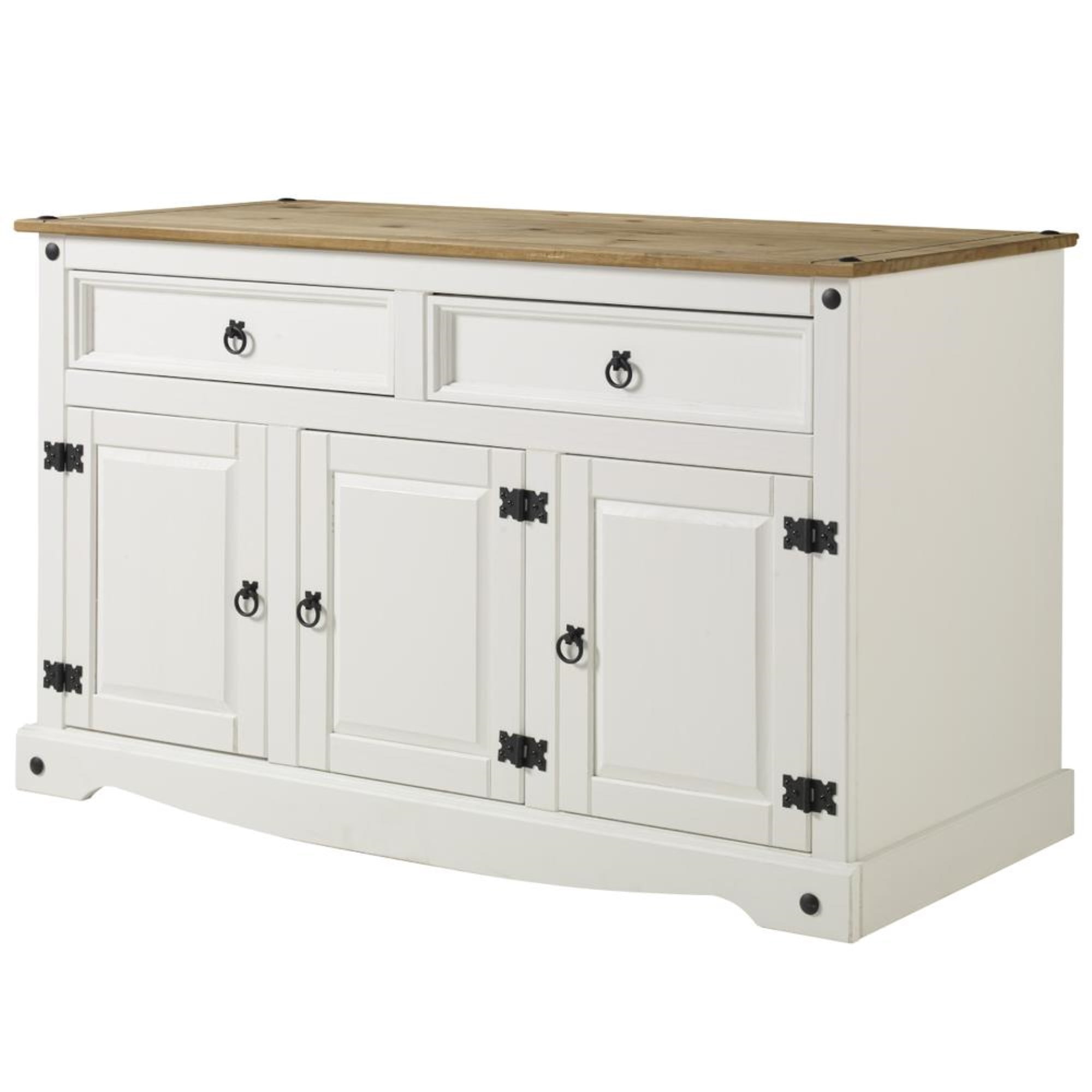Corona Snow Rustic Pine Buffet Sideboard with Honey Pine Top