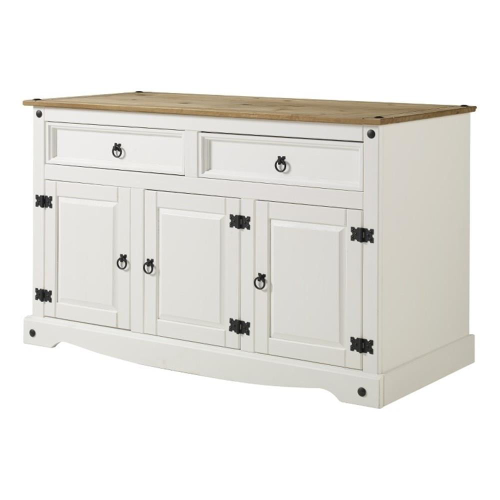 Corona Snow Rustic Pine Buffet Sideboard with Honey Pine Top