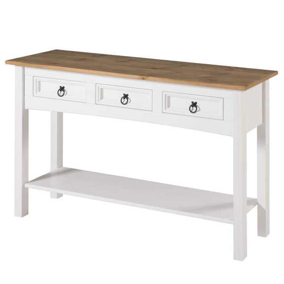 OS Home and Office Furniture Cottage Series Wood Hall Table in Corona Snow
