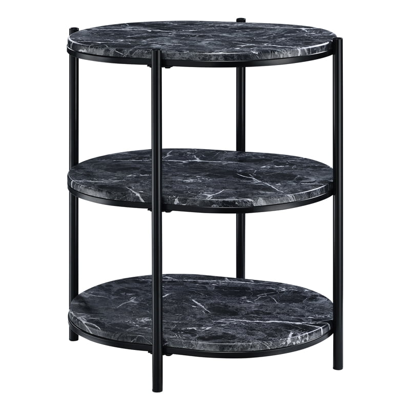 OS Home and Office Furniture Renton 3Tier Oval Table with Black Marble