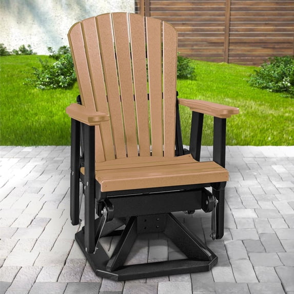 OS Home and Office Furniture Resin Fan Back Swivel Glider in Cedar/Black
