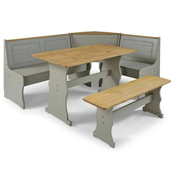OS Home and Office Furniture Solid Pine Corner Dining Booth in Corona Gray